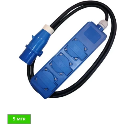 Afbeelding van CEE stekkerdoos Q link 5 meter (16A, 230V, 3 voudig, mannelijk, IP44)