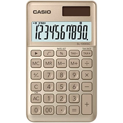 Afbeelding van CASIO Rekenmachine SL 1000SC, 10 cijferige, stijlvolle kleuren, belastingsberekening, aluminium front, werkt op zonne energie/batterij