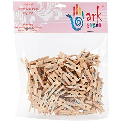 Afbeelding van Ark Craft Mini houten wasknijpers, natuurlijke kleuren, 100 stuks
