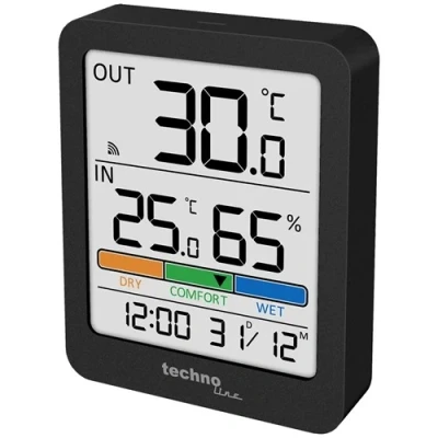 Afbeelding van Technoline thermometer WS 9488 81x98x22mm antraciet met 1 buitensensor 30m TL WS9488