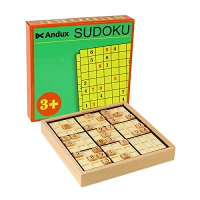 Afbeelding van Andux Sudoku Puzzel bordspel met lade houten nummer SD 02 (zwart)