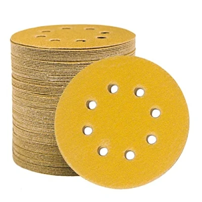 Afbeelding van STEBRUAM 100 stks 125mm schuurschijven, schuurschijven Pads voor Random Orbital Sander en Alle Oscillerende Tools, gele Hook and Loop 400 Grit 8 Hole 5 Inch Rond