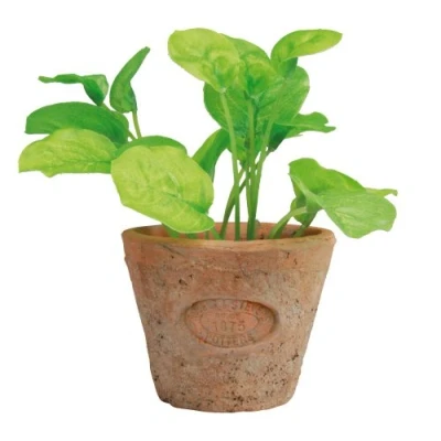 Afbeelding van Esschert Design Kunstplant/kruiden basilicum in oude terracotta pot 15 cm kruiden Kunstplanten