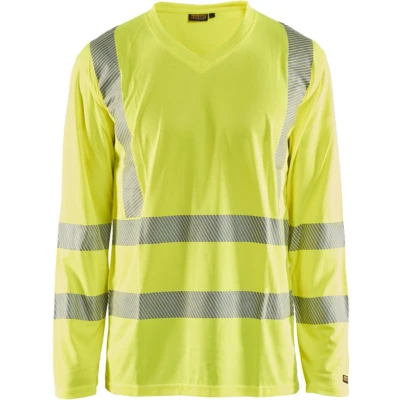 Afbeelding van Polo shirt High Vis lange mouw UPF 40+ UV V hals 3383 geel