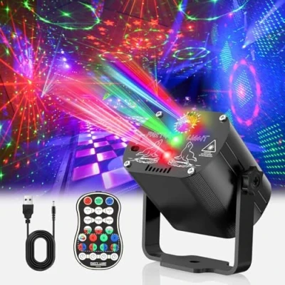 Afbeelding van Tyonto Discobal, muziekgestuurd, discolicht, partylicht, 60 verschillende patronen, stroboscoopeffect, feestlicht met afstandsbediening en 2 m USB voor familie, disco, party, kinderen, feest, club,
