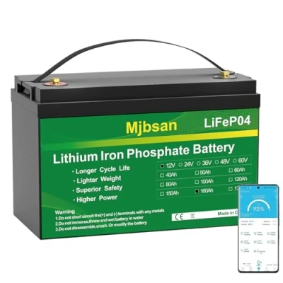 Afbeelding van Mjbsan LiFePO4 Deep Cycle batterij 12 V, 160 Ah, met 150 A BMS, 4000 15000 cycli, max. 2048 Wh energie Low Temp Cut Off, perfecte vervanging voor loodzuurbatterijen caravans, camping,
