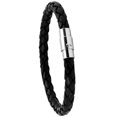 Afbeelding van Simaru Handgevlochten echt leren armband voor dames en heren met magneetsluiting, L Handgelenkumfang von 17 18cm, Leer