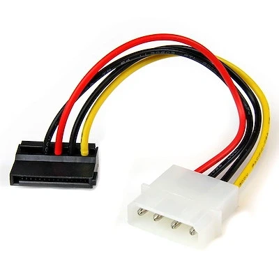 Afbeelding van StarTech.com 4 pins Molex naar linkshoekige SATA voedingskabeladapter 15 cm
