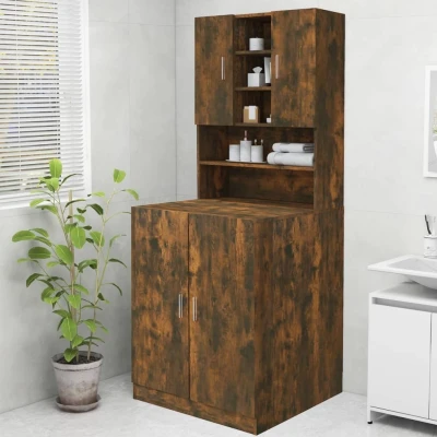 Afbeelding van Wasmachinekast 70,5x25,5x90 cm gerookt eikenkleurig