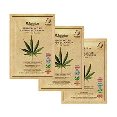 Afbeelding van JMsolution Believe In Nature Hennep doekmasker, 3 stuks (gezichtsmasker, veganistisch, zuivere huid, hydraterend, spa feeling)