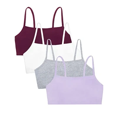 Afbeelding van Fruit of the Loom Spaghetti Strap Cotton Sportbeha, ondoorzichtig (4 stuks) dames, Paars/Wit/Lila/Grijs, 44 Grande taille
