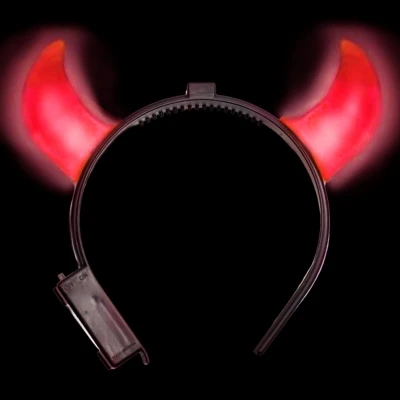 Afbeelding van Partychimp Duivel Hoorns Met Rood Licht voor bij Halloween Kostuum Volwassenen Heren Dames Carnaval Accessoires Carnavalskleding Inclusief batterijen