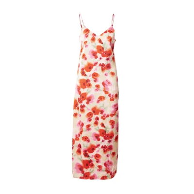 Afbeelding van Viravenna V hals Strap Enkeljurk/Dc, poppy Red/Aop: Red Flower, 36