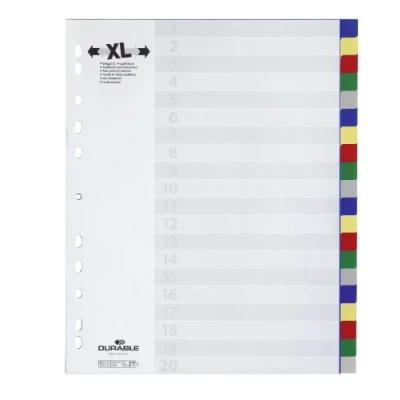 Afbeelding van Durable Tabbladen A4+ 20 delig gekleurde tabs en voorblad PP, veelkleu