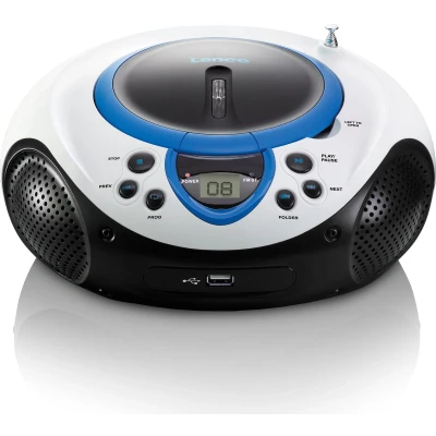 Afbeelding van Lenco SCD 38 USB Blue Draagbare FM Radio CD en speler Blauw White
