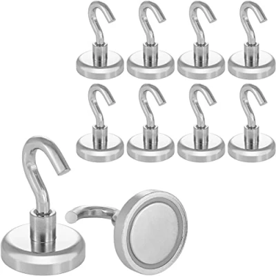 Afbeelding van Poppstar 10 Stuks Magneet Haken (Houdkracht 36 kg, Diameter 32 mm) Super Sterke Haak