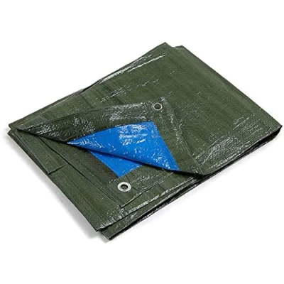 Afbeelding van kippen 6064BS, afdekzeil met oogjes, tweekleurig, gewicht 90 g/m², maat 3 x 4 (12 m²), groen/blauw