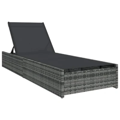 Afbeelding van vidaXL Zonnebank Grijs Riet en stof 69 x 200 27 cm Opklapbaar