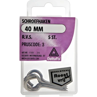 Afbeelding van Deltafix Schroefogen 5x verzinkt metaal 40 mm ijzerwaren bevestigsmaterialen