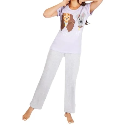 Afbeelding van Disney Pyjama voor Vrouwen Lady And The Tramp Korte Mouw Dames PJ&#039;s Size XX Large Purple