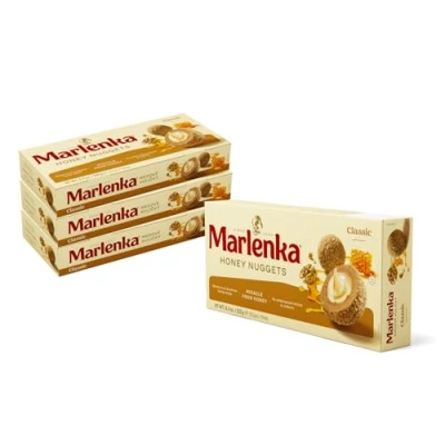 Afbeelding van Marlenka honingballetjes 3 + 1 pakje klassiek Honingnuggets Gebakballetjes met honing 4 x 10 ballen 235 g Snoep bulkverpakkingen Snoepjes smaken vergelijkbaar cake