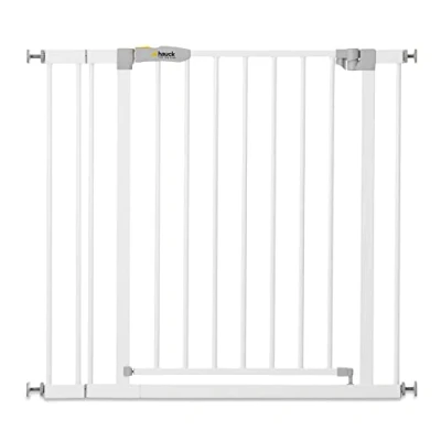Afbeelding van Hauck Trapveiligheidshek/deurhek Open N Stop KD incl. verlenging van 9 cm, voor breedtes 84 89 zonder boren, openen met één hand, aan beide zijden draaibaar, metaal, wit