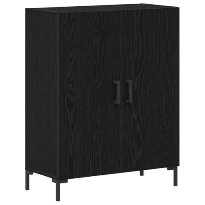 Afbeelding van vidaXL Dressoir Zwart Eiken Massief Eikenhout, Metalen Poten Standaard