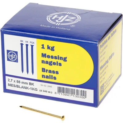 Afbeelding van Hjz Messing nagels bombe kop 2.7 x 55mm 1kg