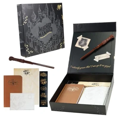 Afbeelding van Harry Potter Marauders Kaart Briefpapier Set, Notebook Wand Pen Stickers en Schrijfbenodigdheden, Nieuwigheid Merchandise Gift