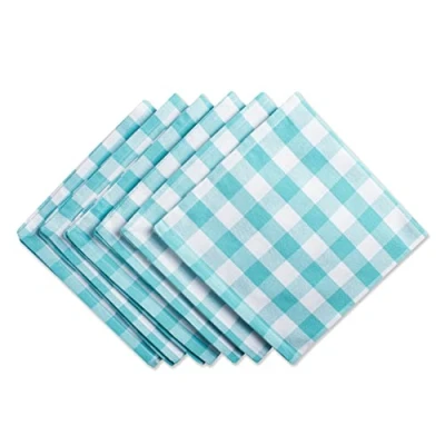 Afbeelding van DII Checkered Collection Tabop, Napkin Set, Aqua 6 Count