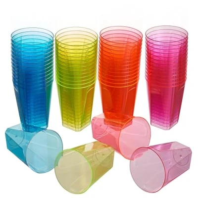 Afbeelding van MATANA 40 Neon Plastic Bekers voor Verjaardagen, Kinderfeestjes, Bruiloften, Kerstmis, Barbecue &amp; Feesten, 210ml Stevig en Herbruikbaar