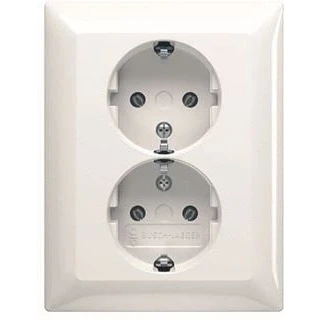 Afbeelding van ABB Busch Jaeger 202 EUJR 914 wandcontactdoos dubbel met randaarde inbouw Balance SI alpinwit