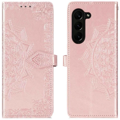 Afbeelding van Samsung Galaxy Z Fold 5 Hoesje Kunstleder iMoshion Bookcase Rosé goud Telefoonhoesje