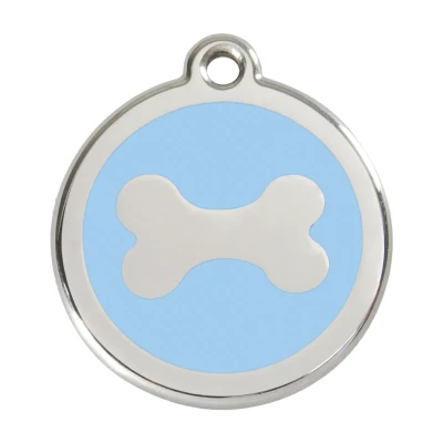 Afbeelding van Bone Light Blue roestvrijstalen hondenpenning large/groot dia. 3,8 cm RedDingo