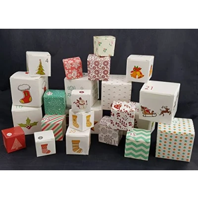 Afbeelding van Spetebo adventskalender met 24 doosjes om op te hangen, incl. 4 meter snoer zelf vullen