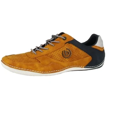 Afbeelding van bugatti heren Casual sneakers met flexibele zool, veterschoenen traagschuim, elastische schoenveters, Geel, 48 EU