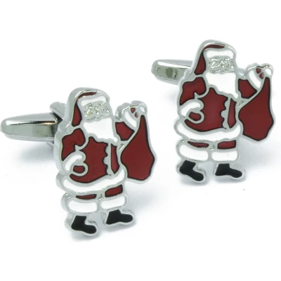 Afbeelding van Manchetknopen Kerstman met Zak Cadeautjes Rood en Wit