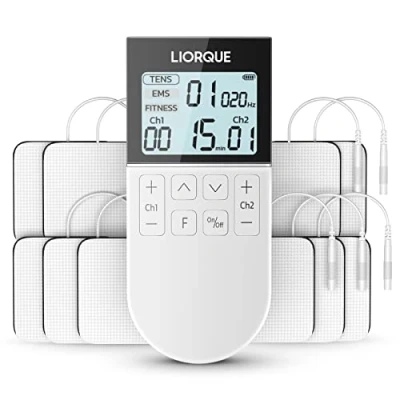 Afbeelding van LIORQUE TENS/EMS/FITNESS 3 in 1 spierstimulator, 50 modi, 10 stuks TENS elektroden, 16 intensiteitsniveaus voor pijnverlichting