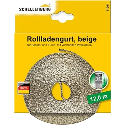 Afbeelding van Schellenberg 41201 rolluikriem 14 mm x 12,0 m systeem MINI, rolluikriem, riem, riemband, rolluikband