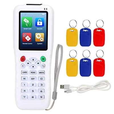 Afbeelding van FTSTech Handheld RFID kaartlezer kopieerapparaat met volledige decoderingsfunctie IC/ID schrijver Plug and Play Duplicator ondersteunt bijna alle lege kopieerkaarten, 6 stuks dubbele
