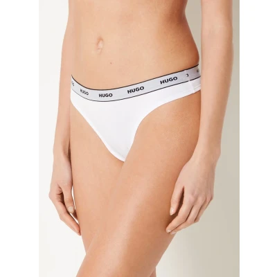 Afbeelding van HUGO BOSS dames String met logoband in 3 pack de kleur Wit, maat: XS