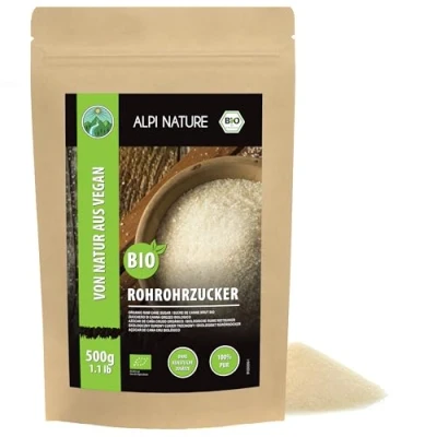 Afbeelding van biologische ruwe rietsuiker (500 g), rietsuiker, bruin suiker, ruw en 100% natuurlijk, volle zonder toevoegingen