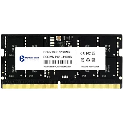 Afbeelding van ByteFest DDR5 RAM 16 GB 5200 MHz PC5 41600 CL42 1.1V SODIMM On die ECC 262 pins laptop/notebook geheugenmodules