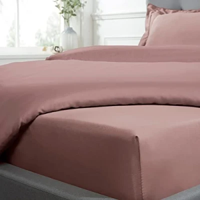 Afbeelding van Sleepdown Hoeslaken 100% katoen Satijn Soft Cosy 16&quot; 40cm Extra Diepe 300 Thread Count Luxe Beddengoed Blush Pink Super King