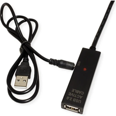 Afbeelding van VALUE USB 2.0 Verleng kabel met actieve Repeater, A C, zwart, 10 m