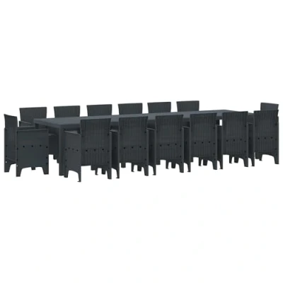 Afbeelding van vidaXL 15 delige Tuinset met kussens poly rattan antraciet