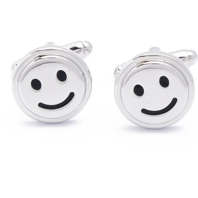 Afbeelding van Manchetknopen Smiley Zilver Rond