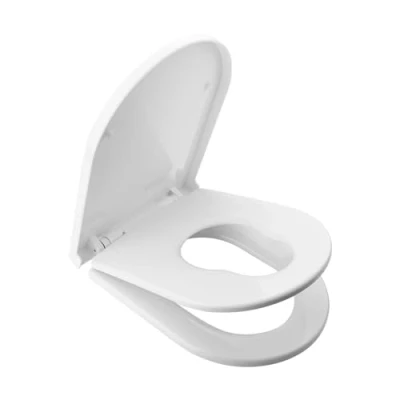 Afbeelding van Ibergrif M41001 2 Universele WC bril, Familie Toiletbril, met Soft Close, D vorm, Snelsluiting, Gemakkelijk te reinigen, Wit