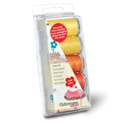 Afbeelding van Gutermann Draadset: Machine Emb. Katoen 30 Geel/Rood, 100%