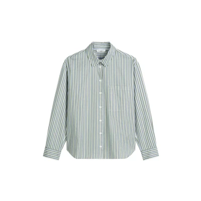 Afbeelding van Marc O&#039;Polo Denim Streifen Relaxed AUS Dobby Overhemdblouse, Dames, Maat: XXS, Light green